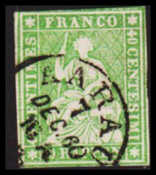 1854 - 1862. Sitzende Helvetia. 40 RAPPEN. BEAUTIFULLY CANCELLED AARAU 7 DEC 60. - JF530571 - Gebraucht