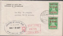 1962. COSTA RICA. Fine Cover To USA With 2 Different Revenue Stamps Overprinted And Cancelle... (mICHEL 610+) - JF438105 - Costa Rica
