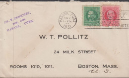 1931. CUBA 1 + 2 C On Small Cover To Boston, Mass Maschine-cancelled HABANA, CUBA JUN 13 1... (Michel 39, 40) - JF438121 - Ungebraucht