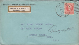 1924. CUBA 2 C  M. Gomez On Small Cover To THE NILES BRYANT SCHOOL OF PIANO TUNING, BATTLE CRE... (Michel 40) - JF438123 - Unused Stamps