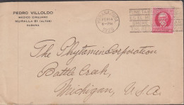 1928. CUBA 2 C  M. Gomez On Small Cover To Michigan, USA With Maschine- Cancel SMOKE CUBAN CIG... (Michel 40) - JF438124 - Nuovi