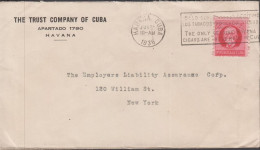 1936. CUBA 2 C  M. Gomez On Small Cover To New York, USA With Maschine- Cancel THE ONLY GENUIN... (Michel 40) - JF438126 - Ungebraucht