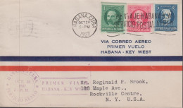 1927. CUBA 1 + 2 + 5 C Imperforated On Very Fine First Flight Cover To USA Cancelle... (Michel 48B, 49B, 50B) - JF438128 - Nuevos