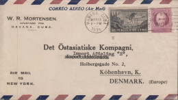 1935. CUBA 10 C CORREO AEREO NACIONAL + 3 C On Fine CORREO AEREO (Air Mail) Cover To Denmark ... (Michel 89+) - JF438138 - Neufs