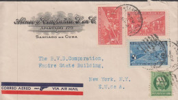 1937. CUBA 1 C + 2 Ex 2 C + 5 C Sugar-issue On Fine Small CORREO AEREO VIA AIR MAIL Cover To... (Michel 130+) - JF438140 - Ongebruikt