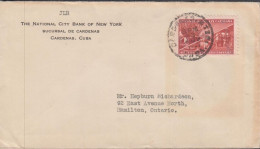 1937. CUBA 2 C Sugar-issue On Fine Small Cover To Hamilton, Ontario Cancelled CARDENAS CUBA 2... (Michel 129) - JF438142 - Nuevos