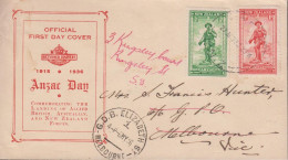 1936. New Zealand. ANZAC RETURNED SOLDIERS ½ + 1 D + ½ + 1 On FDC To Melbourne,  (MICHEL 210, 211) - JF438477 - Lettres & Documents