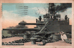 CPA - THE N°5 TURRET FIRING - Edition Valentine Co (léger Pli En L'état) - Warships