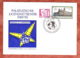 Privatpostkarte, Postmuseum Der DDR + ZF, Prognos-10-Interkosmos, SoSt Leipzig 1990 (16511) - Privé Postkaarten - Gebruikt