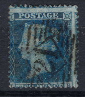 GRANDE BRETAGNE 1855-58: Le 2p Bleu Foncé S/azuré Y&T 15 (fil. Gr. Couronne, Dent.14), PAC, TB Obl. "21 Dans Un Losange" - Usados