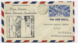 NOUVELLE CALEDONIE PA 8FR SEUL LETTRE COVER AVION NOUMEA 26 FEVR 1947 VOIS PANAIE AUSTRALIE PREMIERE LIAISON AERIENNE - Lettres & Documents