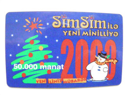 Phonecard Prepaid Sim Sim 50.000 Manat Azerbaijan Snowman Millennium 2000 - Azerbaïjan