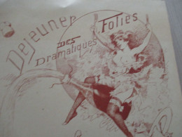 Menu Vierge Illustré Déjeuner Des Folies Dramatiques Nu Nude érotique Champagne 21 X 31 Environs - Menükarten