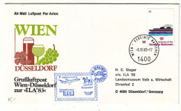 Nations Unies - Vienne - Lettre De 1983 - Oblit Wien  - Vol  Spécial Wien Düsseldorf - Bateaux - Bierre - Vin - - Briefe U. Dokumente