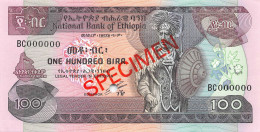 Ethiopia 100 Birr 1991 Unc Specimen Pn 45s - Ethiopia