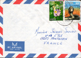 ZAIRE AFFRANCHISSEMENT COMPOSE SUR LETTRE POUR LA FRANCE 1988 - Covers & Documents