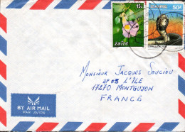 ZAIRE AFFRANCHISSEMENT COMPOSE SUR LETTRE POUR LA FRANCE 1988 - Storia Postale