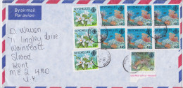 Seychelles Enveloppe Lettre Timbre Coraux Langouste Vanille Crayfish Stamp X10 Air Mail Cover Letter 1980 - Seychelles (1976-...)