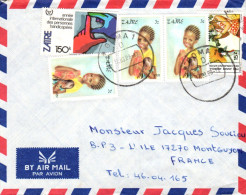 ZAIRE AFFRANCHISSEMENT COMPOSE SUR LETTRE POUR LA FRANCE 1988 - Storia Postale