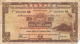 Hong Kong 5 Dollars 1969 Good Pn 181c.5 - Hongkong