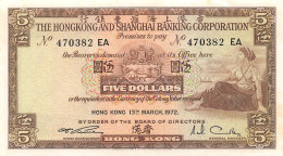 Hong Kong 5 Dollars 1972 Xf Pn 181e.1 - Hongkong