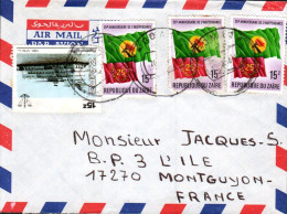 ZAIRE AFFRANCHISSEMENT COMPOSE SUR LETTRE POUR LA FRANCE 1988 - Storia Postale