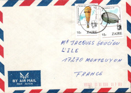 ZAIRE AFFRANCHISSEMENT COMPOSE SUR LETTRE POUR LA FRANCE 1987 - Cartas & Documentos