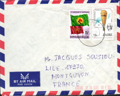 ZAIRE AFFRANCHISSEMENT COMPOSE SUR LETTRE POUR LA FRANCE 1987 - Storia Postale