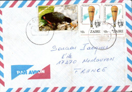 ZAIRE AFFRANCHISSEMENT COMPOSE SUR LETTRE POUR LA FRANCE 1986 - Lettres & Documents