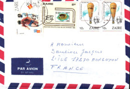 ZAIRE AFFRANCHISSEMENT COMPOSE SUR LETTRE POUR LA FRANCE 1986 - Storia Postale