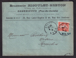 DDDD 924 -- BRASSERIES FRANCE - Enveloppe TP Semeuse COURRIERES  (Pas De Calais) 1910 - Entete Brasserie RIGOULET-BRETON - Bières