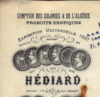 1952 ENTETE  EPICERIE LUXE HEDIARD COMPTOIR COLONIES ET ALGERIE Paris Pour Pillot Paris VOIR HISTORIQUE - 1950 - ...