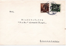 64691 - Tschechoslowakei - 1945 - 50h Wappen MiF A Bf BRATISLAVA -> Simonovany - Lettres & Documents
