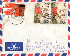 ZAIRE AFFRANCHISSEMENT COMPOSE SUR LETTRE POUR LA FRANCE 1994 - Storia Postale