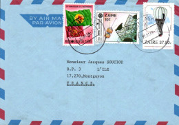 ZAIRE AFFRANCHISSEMENT COMPOSE SUR LETTRE POUR LA FRANCE 1988 - Storia Postale