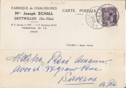 Carte-Lettre "Fabrique De Chaussures" Obl. Saverne Le 28/4/38 (tarif 12/7/37) Sur N° 363 55c Paix - 1932-39 Paix