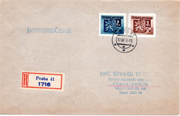 64694 - Tschechoslowakei - 1945 - 3K Wappen MiF A Orts-R-Bf PRAHA - Briefe U. Dokumente