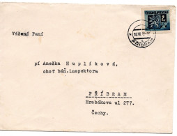 64696 - Tschechoslowakei - 1945 - 2K Wappen EF A OrtsBf PRIBRAM - Cartas & Documentos