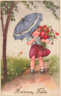 Hannes PETERSEN * CPA Illustrateur Petersen Série 61 * Bonne Fête * Enfant Parapluie Ombrelle Fleurs Flowers - Petersen, Hannes