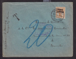 DDDD 852 --  Enveloppe TP Germania WAVRE 1917 Vers BXL - Taxée 20 Pfgs - Expéditeur Stormacq à BIERGES Lez WAVRE - OC1/25 Gobierno General