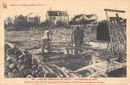 CPA 91 JUVISY / DRAVEIL / INONDATION 1910 / MILLIERS DE STERES DE BOIS PAPETERIE D'ESSONNES - Juvisy-sur-Orge