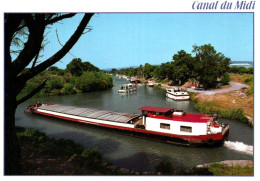 CPM - SALLELES-d'AUDE / GINESTAS - Canal Du MIDI - Port Robine (Péniche B.Plan) - Edition Apa-Poux - Salleles D'Aude