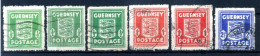 1941-44 GUERNSEY SET 3 Valori USATI + Colori Diversi (N.1+1b+1c & 2+2b) - 353€ Di Cat. Unificato - Guernesey
