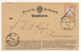 Postkarte Mi 18 Rodewald Hannover 1874 Mit Zuprägung - Cartas & Documentos