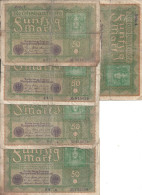 ALLEMAGNE 50 MARK 1919 VG+ P 62 ( 5 Billets ) - 50 Mark