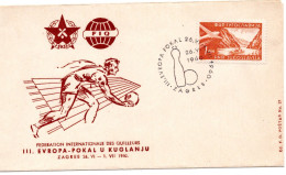 64710 - Jugoslawien - 1960 - 1Din Luftpost EF A SoUmschlag "3. Kegel-EM" SoStpl ZAGREB - III. EUROPA POKAL ... - Other & Unclassified