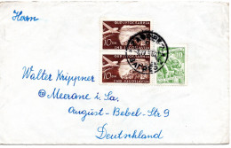 64711 - Jugoslawien - 1956 - 2@10Din Luftpost MiF A Bf ZAGREB -> DDR, Rs Tauschkontrollmarke - Storia Postale