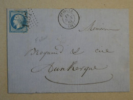 BP17 FRANCE BELLE LETTRE 1863 ETAPLES A DUNKERQUE  ++ VARIETE F ETROIT NAP.  N°22 +AFFRANC.INTERESSANT - 1862 Napoleon III