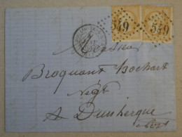 BP17 FRANCE BELLE LETTRE 1865  BOULOGNE   A DUNKERQUE  ++ NAP.  N°21 +AFFRANC.INTERESSANT - 1862 Napoléon III