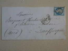 BP17 FRANCE BELLE LETTRE 1862 LE MANS    A DUNKERQUE  ++ NAP.  N°22 +AFFRANC.INTERESSANT - 1862 Napoleone III